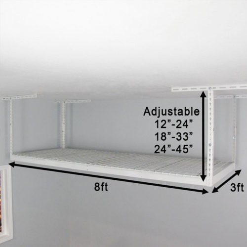 SafeRacks Overhead Storage Rack, White