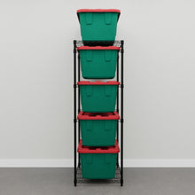 Load image into Gallery viewer, 27 Gallon Christmas Storage Bins - Green and Red - Set of 5