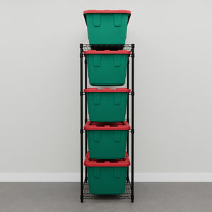 27 Gallon Christmas Storage Bins - Green and Red - Set of 5