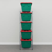 Load image into Gallery viewer, 27 Gallon Christmas Storage Bins - Green and Red - Set of 5