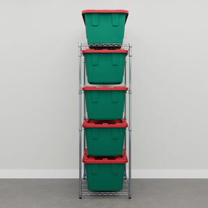 27 Gallon Christmas Storage Bins - Green and Red - Set of 5